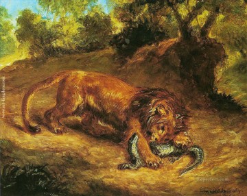 動物 Painting - ライオンが捕食する